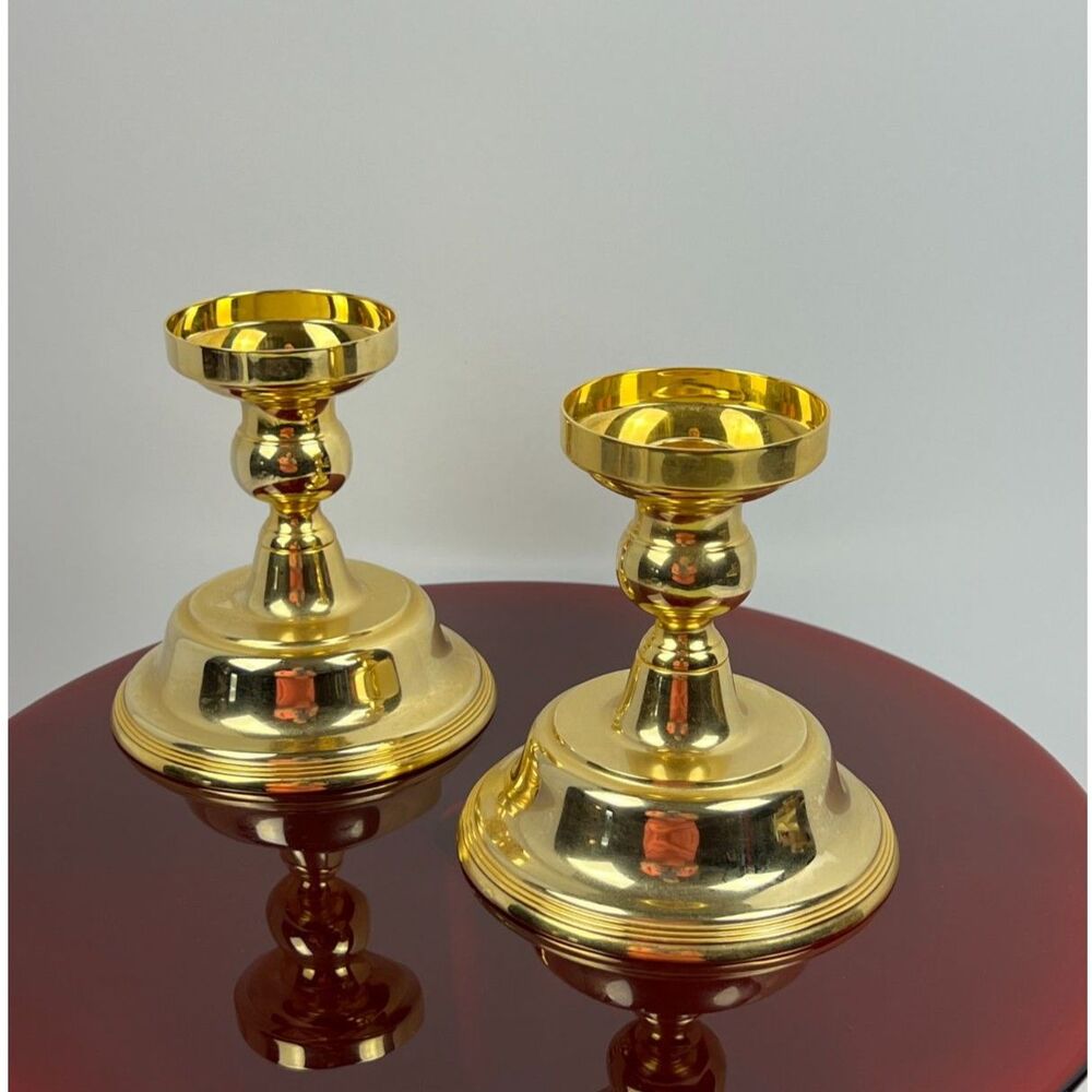 International Silver Company, Gold-Plated, Pair of Candlesticks W/inserts EUC